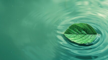 Wall Mural - leaf floating in a body of water