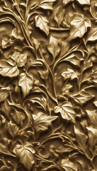 Wall Mural - Ivy bas relief small pattern oil paint gold art wallpaper