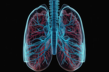 Sticker - Artificial implant science concept with technological AI lungs on the circuit board.