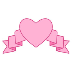 Poster - pink ribbon banner with love element illustration