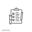 © Gilbert-Illustration - clinical analysis result icon, laboratory blood test, hiv check, thin line symbol isolated on white background, editable stroke eps 10 vector illustration