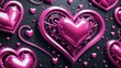 © Image or video - A 3D abstract heart with shiny pink surface and multiple shapes.