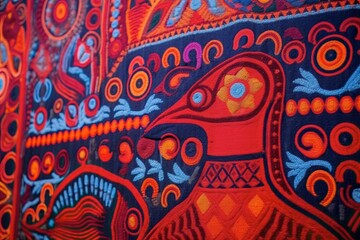 Wall Mural - Guna Yala Heritage Unveiled Vibrant Panama Mola Tapestry