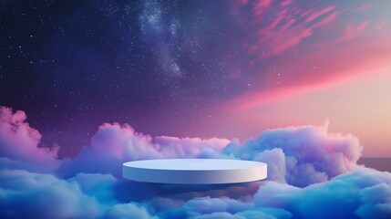 Wall Mural - a round white object floating in the sky above clouds