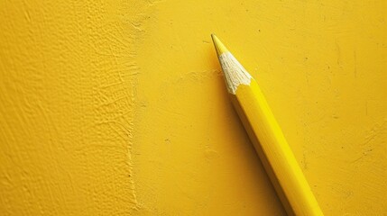 Poster - Minimal concept with yellow pencil on textured paper background