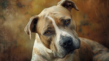 Canvas Print - Portrait of a young American Staffordshire Terrier