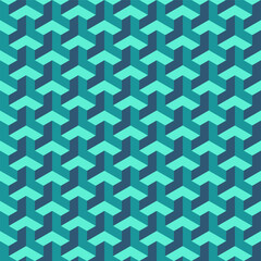 Sticker - Blue Geometric Square Illusion Pattern Background Vector