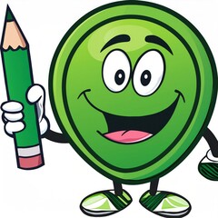 Go green cartoon character logo with green color