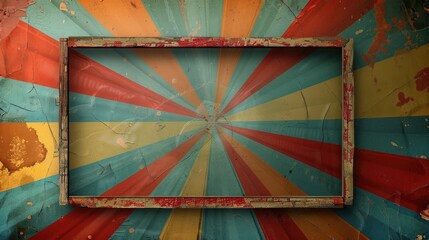 Poster - Retro background with striped empty frame