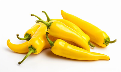 yellow peppers on white background