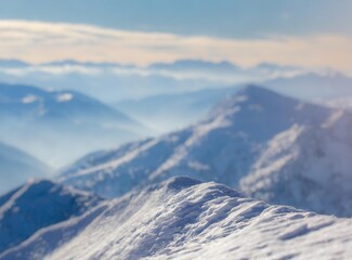 Canvas Print - Snowy mountains on winter season panorama/view/wallpaper