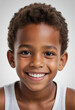 © jarntag - Portrait view of a regular happy smiling Cabo Verde boy, ultra realistic, candid, social media, avatar image, plain solid background