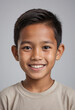 © jarntag - Portrait view of a regular happy smiling Myanmar boy, ultra realistic, candid, social media, avatar image, plain solid background