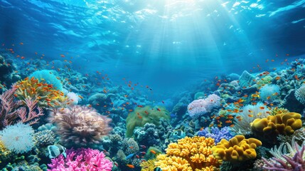 Poster - vibrant coral reef underwater