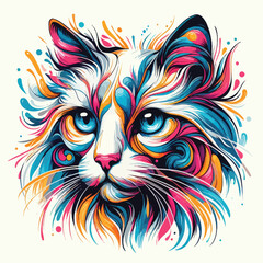   Cat head paint Adobe Illustrator Artwork