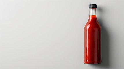 Poster -  A bottle of ketchup rests atop a white surface, its black cap crowning the top