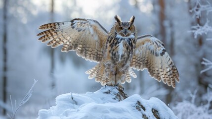 Poster - Majestic Owl In Snowy Forest