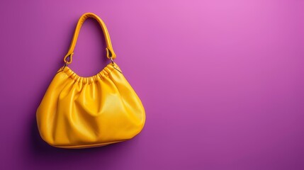 Sticker -  A yellow purse atop a purple table, surrounded by two purple walls