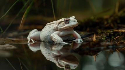 Poster - Albino Toad Reflection