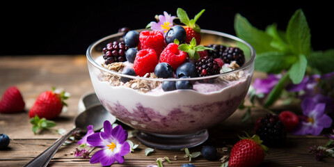 Wall Mural - yogurt with berries