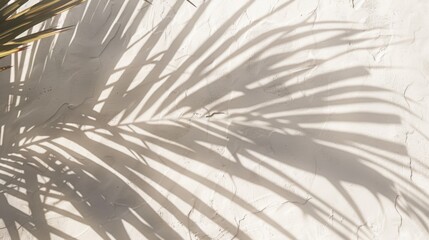 Wall Mural - Abstract shadow black white palm leaf shadow on a white wall Background. Blank copy space.