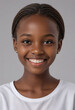 © jarntag - Portrait view of a regular happy smiling Burundi girl, ultra realistic, candid, social media, avatar image, plain solid background
