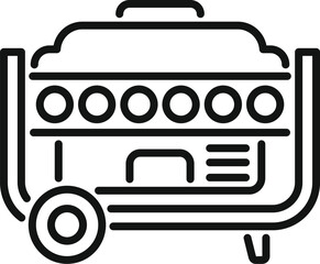 Poster - Line drawing of a portable generator supplying electricity, ideal for construction sites or power outages