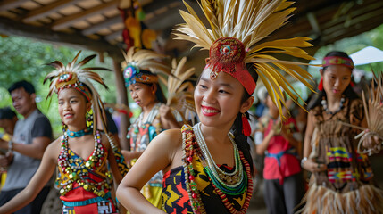 A diverse group of people sharing their cultural traditions and heritage at a community event.