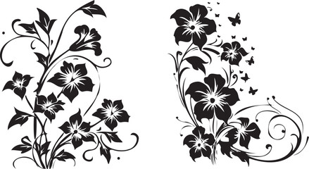 Abstract floral black silhouette 
