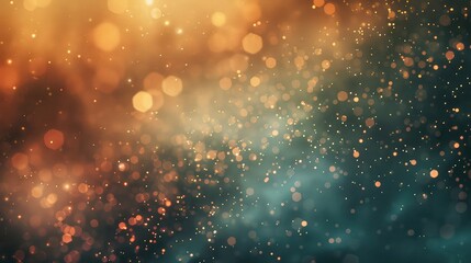 Wall Mural - Glowing particles of light with a beautiful bokeh effect in warm autumn colors