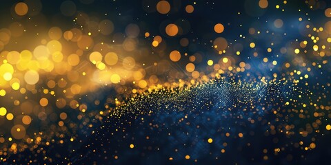 Wall Mural - Glowing particles form a beautiful wavelike pattern in the dark background
