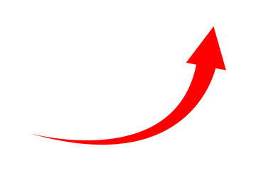 Wall Mural - Red curved graph with arrow png file type