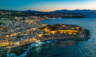 Canvas Print - Aerial view of the city of Rethymno, Crete, Greece