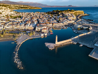 Canvas Print - Aerial view of the city of Rethymno, Crete, Greece