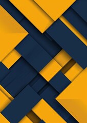 Poster - An abstract artwork featuring layered blue and yellow geometric shapes, resulting in dynamic textures and patterns.