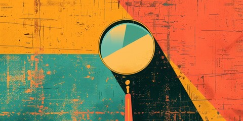 Wall Mural - Colorful Magnifying Glass on Abstract Background