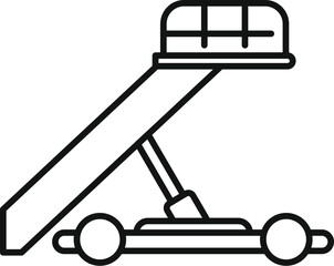 Sticker - Line drawing of airport passenger boarding stairs with wheels connecting to airplane entrance for boarding or disembarking