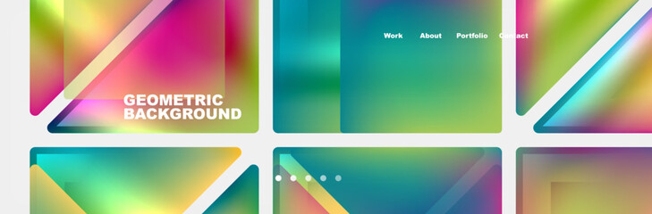 Colorful fluid gradient triangles and squares web site template. Vector Illustration For Wallpaper, Banner, Background, Card, Book Illustration, landing page