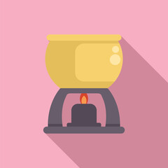 Poster - Classic fondue pot is being heated by a lit candle, ready for a delicious and convivial meal