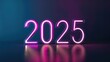 © cvetikmart - Festive 2025 digits on a luminous acrylic signboard for New Year celebration Number 2025, New Year, Christmas