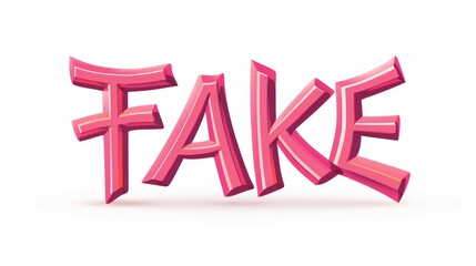 Fake is a pink word with a pink background