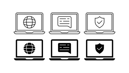 Wall Mural - laptop set icons. internet icons. linear and silhouette styles. vector icons.