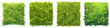 © BoOm - Collection of four different green grass textures in square shapes, perfect for backgrounds, landscape design, and natural themed projects.