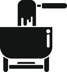 Sticker - Black silhouette of a deep fryer pouring oil, perfect for representing cooking processes