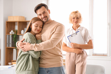 Sticker - Young couple hugging at psychologist's office