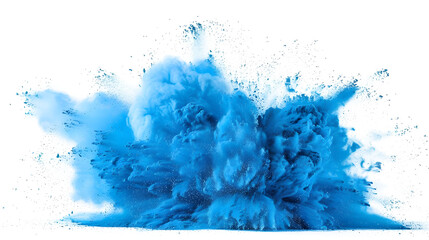 Wall Mural - A blue powder explosion is isolated on a white background