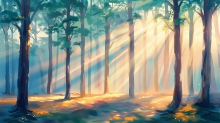 Poster - Sunbeams in the Forest.