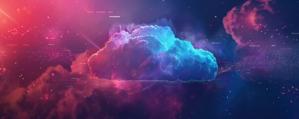 Wall Mural - cloud connection for transfer data on internet , technology concept panorama. generative ai.