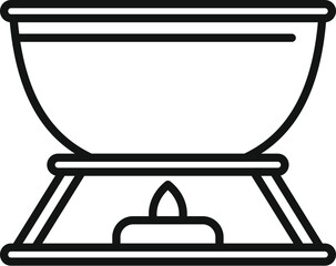 Wall Mural - Simple line art illustration of a cooking pot warming on a burning camping stove