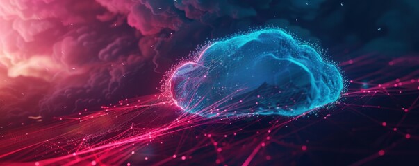 Wall Mural - cloud connection for transfer data on internet , technology concept panorama. generative ai.